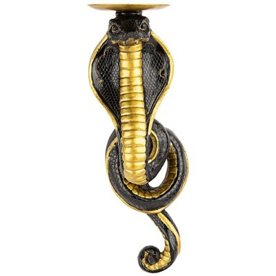 Antiqued Gold Renenutet Cobra Goddess Resin Wall Sconces, Set of Two