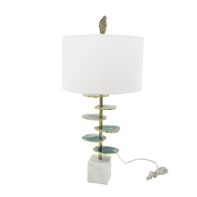 29.5" Modern Table Lamps with Agate Slice Finial, Nightstand Lamps Featuring White Shade and Marble Base for Bedroom or Living Room-The Pop Home