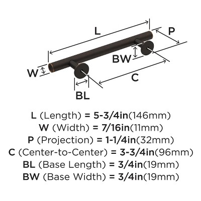 Oil Rubbed Bronze Modern Cabinet Bar Pull with Mounting Hardware