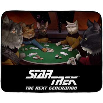 Star Trek The Next Generation Cat Characters Playing Cards Plush Throw Blanket Black