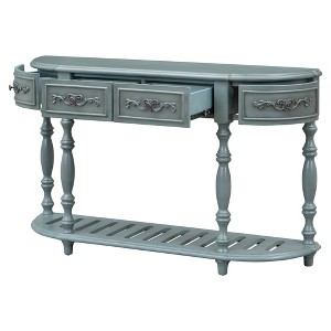 Gulches 52inch Modern and Contemporary Curved Console Table Sofa Table Entryway Table for Hallway Living Room with 4 Drawers and 1 Shelf Antique Blue - 1 of 4