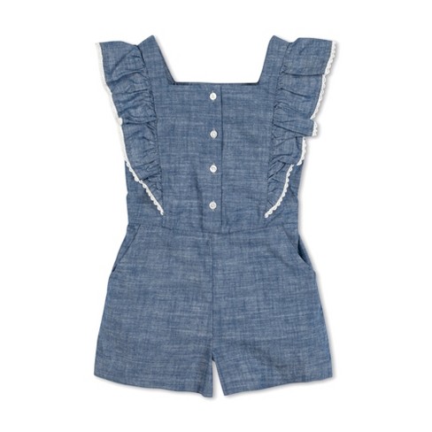 Hope & Henry Girls' Button Front Ruffle Romper, Kids : Target