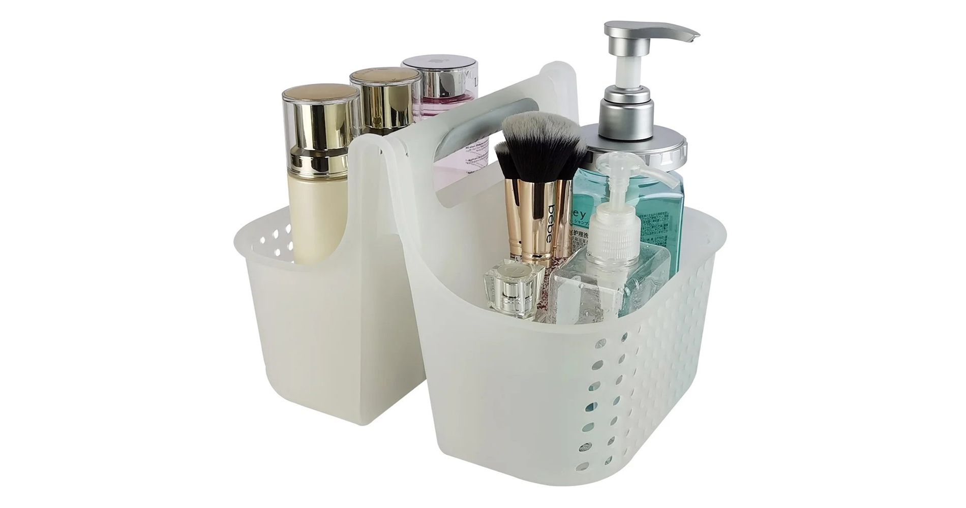 J&V TEXTILES Portable Shower Caddy, Bathroom Organizer Basket, Perfect Size for Dorm/College, Plastic Bath Tote, Dries Quickly with Drainage Holes
