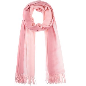 INSPIRE CHIC Women's Contrast Color Imitation Cashmere Ombre Fringe Soft Winter Warm Scarves 1Pc - 1 of 4