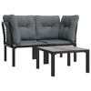 vidaXL 3 Piece Patio Lounge Set Black and Gray Poly Rattan - 3 of 4