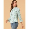 Allegra K Women's Ruffle Collar 3/4 Sleeve Tie Neck Chiffon Floral Blouse - 4 of 4