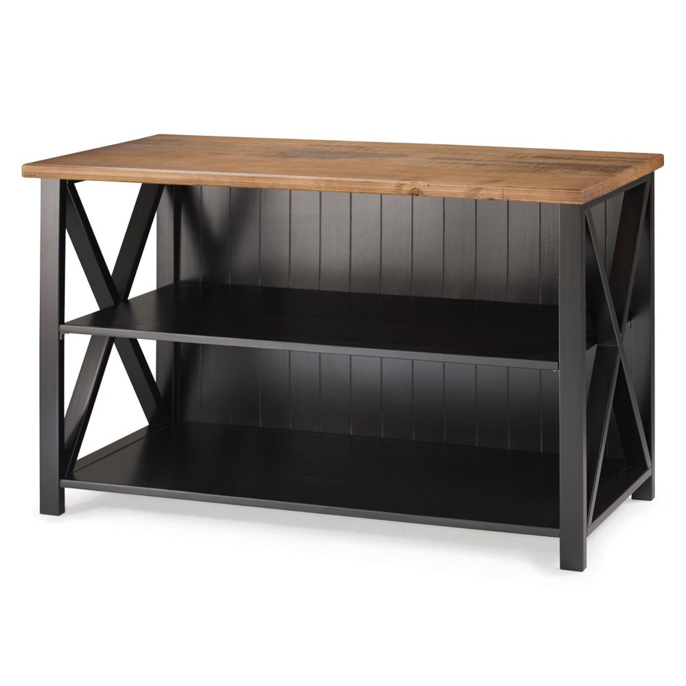Photos - Coffee Table 30" Solid Wood Farmhouse Storage Console Table Rustic Oak/Black - Saracina