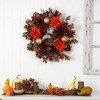 Nearly Natural 24” Fall Dahlia, Golden Apple, Oak Leaf and Berries Autumn Artificial Wreath - image 4 of 4