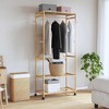 vidaXL Coat Rack with Shelves and Wheels 90 x 40 x 189.5 cm in Bamboo - 2 of 4