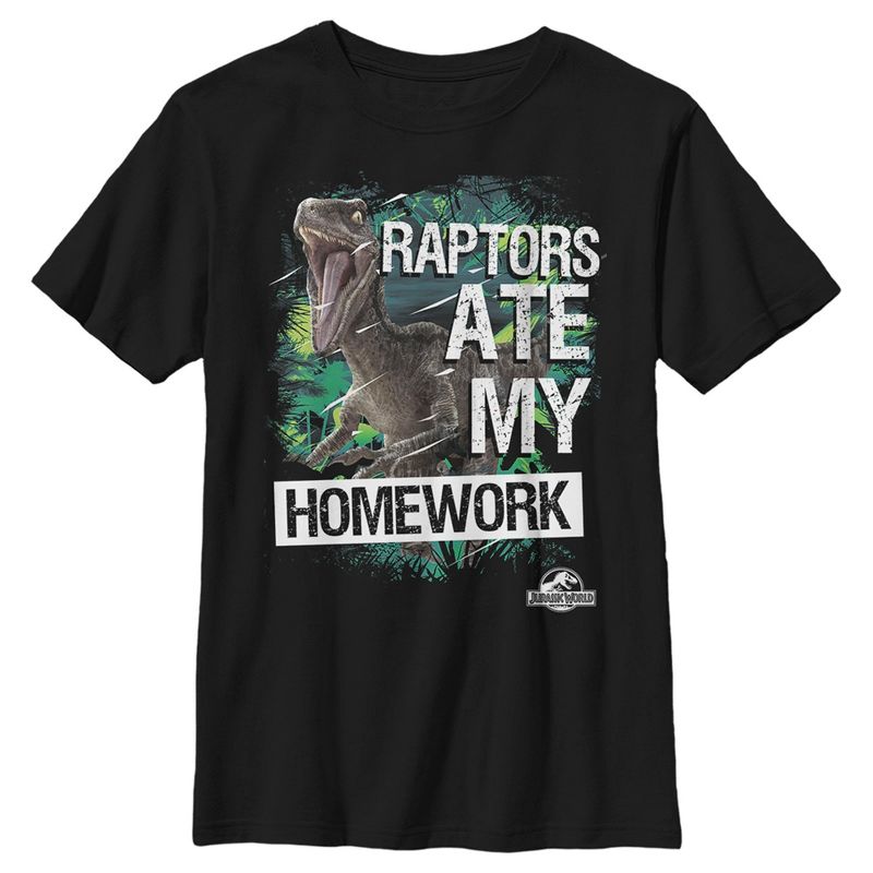 Boy's Husky Jurassic World Raptors Ate My Homework, 1 of 4