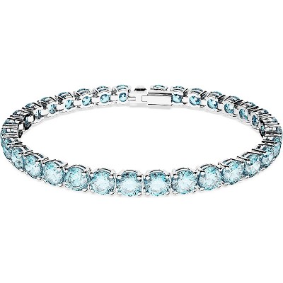 Matrix Crystal Tennis Bracelet, Round Cut Stones in Pink, Blue, Black, Clear with Multiple Metal Finishes