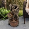 LuxenHome Brown Resin Tree Farmhouse Pots Outdoor Fountain with Lights - 3 of 4