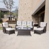 6 Piece Rattan Wicker Patio Conversation Set with Swivel Chairs, Patio Furniture Set with Patio Couch Swivel Chair Coffee Table Ottoman - 2 of 4