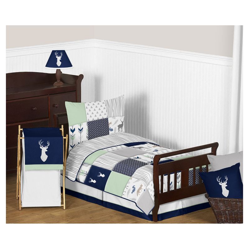 Navy &#38; Mint Woodsy Kids&#39; Bedding Set (Toddler) - Sweet Jojo Designs, 1 of 6