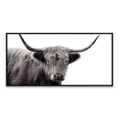 24" x 48" Highland Cow Framed Wall Canvas Black/White - Threshold™