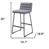 HomeRoots Set of Two 30" Gray And Black Fabric And Steel Bar Height Bar Chairs - 3 of 4