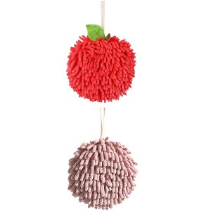 REGALWOVEN 2 Pack Soft Absorbent Chenille Fuzzy Ball Hand Towels for Bathroom Home Decor 6" x 6" - 1 of 4