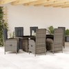 vidaXL Patio Dining Set with Cushions Gray Poly Rattan - 6 Pieces - 2 of 4