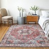 Delara Machine Washable Area Rug, Soft & Durable, Non-Slip Rug for High Traffic Areas, Red/Sky Blue - 2 of 4