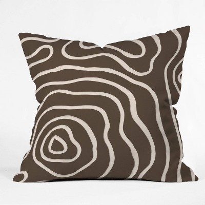 16"x16" Alisa Galitsyna Topographic Map Throw Pillow Brown - Deny Designs