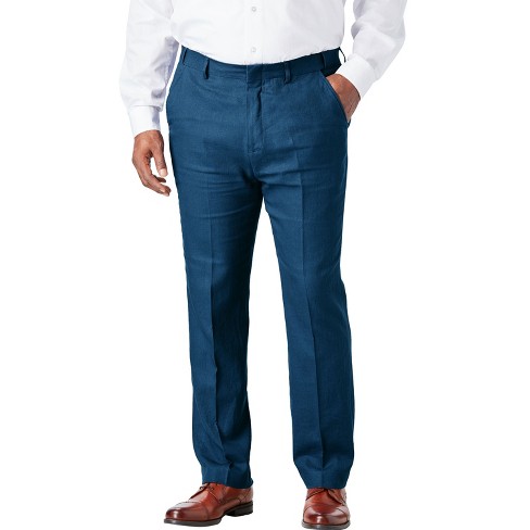 Ks Island By Kingsize Men's Big & Tall Linen Blend Plain Front Dress Pants  - 42 38, Blue : Target