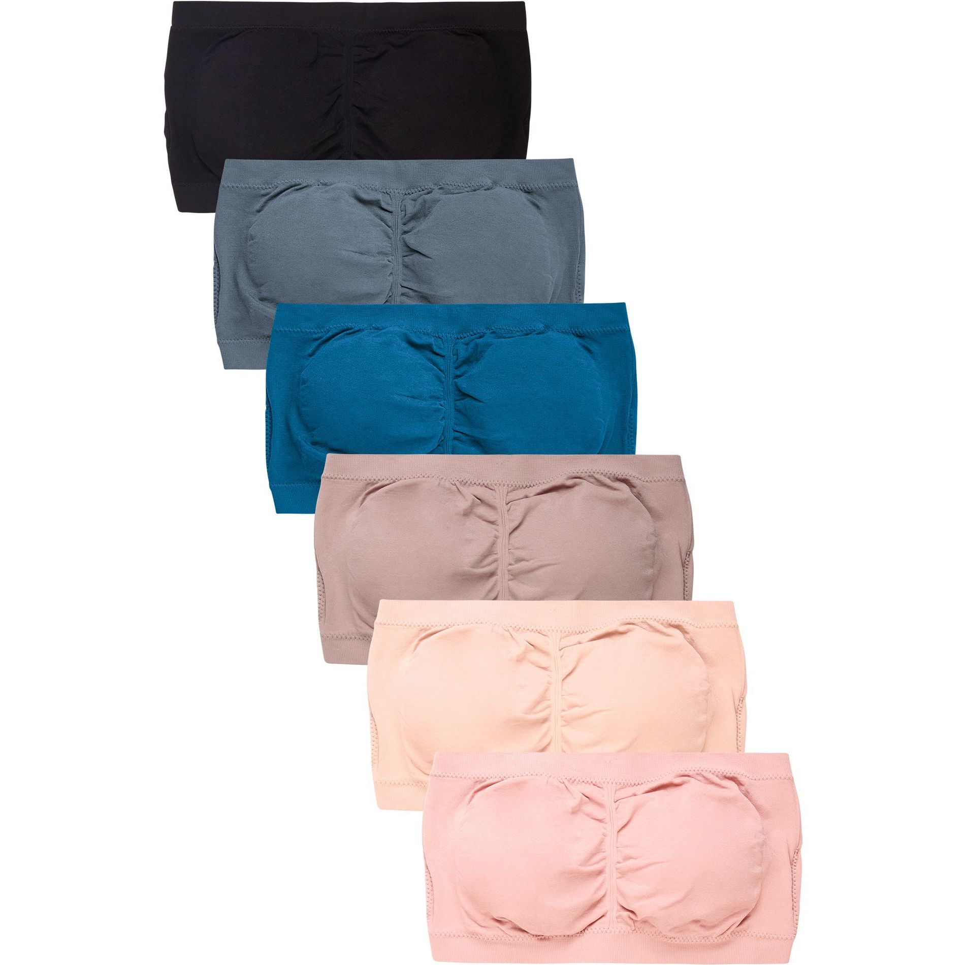 PACK OF 6 SOFRA WOMEN'S SEAMLESS REMOVABLE PADS TUBE BRAS (BR0123ST8) Multicolored OS
