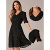 Allegra K Women's Metallic Stars Ruched Sleeve Elastic Waist V Neck A-line Dress - 2 of 4