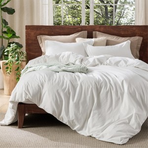 100% Washed Cotton Duvet Cover Minimalist Cotton Duvet Cover for All Seasons GentleSoft™ Plain Simple Bedding Set - 1 of 4