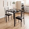 Compact three-piece double dining table and chair set, space-saving dining table with upholstered chairs for small spaces, breakfast nooks - 3 of 4
