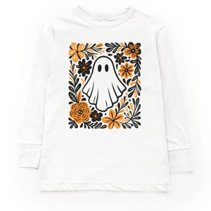 Ghost Floral Orange - Toddler Long Sleeve Graphic Tee and Youth Long Sleeve Graphic T-Shirt - 1 of 3