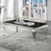 Glam Contemporary1pc Coffee Table Black Glass Top Silver Color Table Living Room Stainless Steel Cabriole-Style Legs - 2 of 4