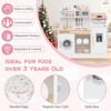 Honeyjoy Kids Kitchen Set Wooden Kitchen Playset with Clock, Microwave, Sink, Dish Rack White/Pink/Brown - 4 of 4