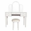 Vanity Set,Mirrored Vanity Table With LED Light And Drawers,Makeup Vanity Table And Cushioned Stool,Vanity Set For Bedroom-Cuddlewood - 4 of 4
