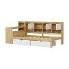 TIRAMISUBEST Wooden Twin/Full Size L-Shape Daybed with 7 Cabinets and 2 Storage Drawers, Multi-functional Sofa Bed with Study Desk and Bookshelf - 4 of 4