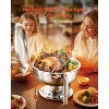 VEVOR Chafing Dish Buffet Set, 5 Qt 2 Pack, Stainless Steel Chafer with 2 Full Size Pans, Round Catering Warmer Server with Lid Water Pan, Silver - 3 of 4