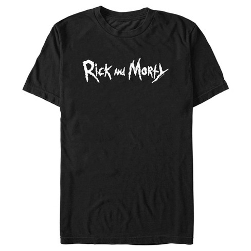 Men s Rick And Morty White Logo T Shirt Black 2X Large