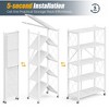 SKONYON 5-Tier Foldable Metal Shelving Unit with Wheels - White - 4 of 4