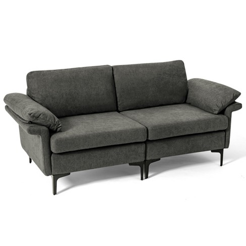 Costway Modern Loveseat Fabric 2 seat Sofa Couch For Small Space With Metal Legs Grey Target