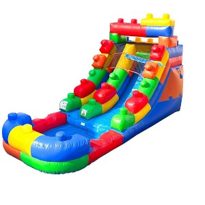 Pogo Bounce House Crossover Kids Inflatable Water Slide, Building Block with Blower, 12 ft - 1 of 4
