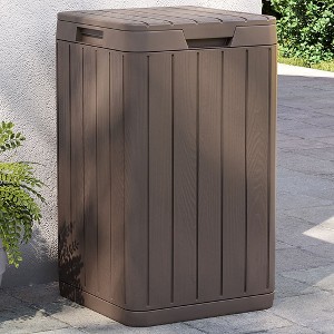 vidaXL Outdoor Garbage Bin Brown 15"x15"x25.6" PP - 1 of 4