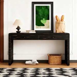 Luxystar Vintage Curved Console Table with 2 Drawers for Entryway, Hallway and Living Room - 1 of 4