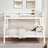 MAYEERTY Twin over Full Bunk Bed with Ladder, Wooden Bed Frame with High Guardrail and Ladder for Kids, No Box Spring Needed, White - 2 of 4