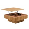 35.43 inModern Handcraft Drum Coffee Table Square Coffee Table for Living Room,Lift Top Wooden Coffee Table with Hidden Storage Space,Natucal Color - 2 of 4
