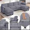 HYLEORY Corduroy Modular Sectional Sofa with Double Movable Ottomans, U-Shape Upholstered Comfy Couch with Two-Layer Seat Cushion for Living Room - 4 of 4