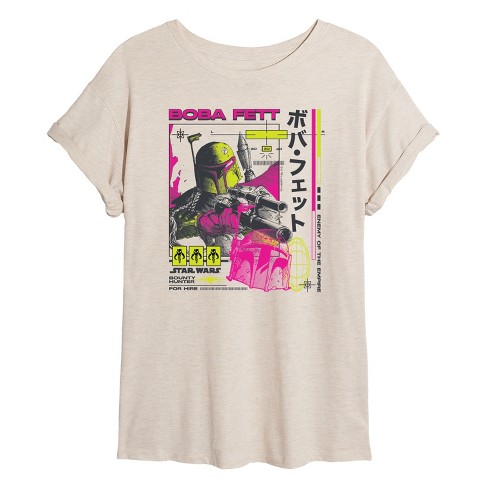 Women's - Star Wars - Boba Katakana Oversized Graphic T-Shirt - image 1 of 4