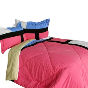 Slickblue Quilted Down Alternative Comforter Set, Patchwork Design, Bedding Set, Twin/Queen, Pink, 2/3pc - 1 of 3