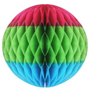 Beistle 12" Tri-Color Tissue Ball Cerise/Light Green/Turquoise 3/Pack 54901-CLGT
