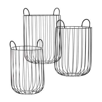 Sullivans Set of 3 Wire Basket 19.5"H, 20.75"H & 22"H Black