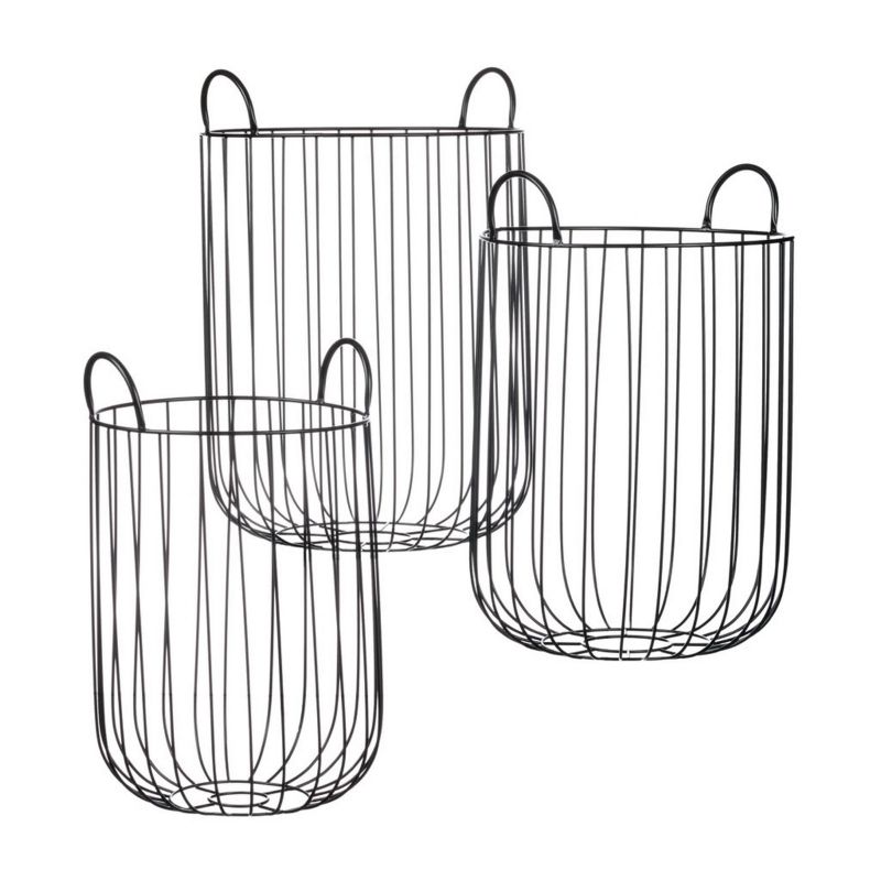 Sullivans Set of 3 Wire Basket 19.5"H, 20.75"H & 22"H Black, 1 of 5