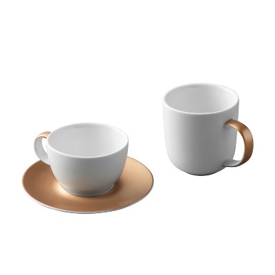 BergHOFF 4Pc Essentials Porcelain Espresso Cup 3.5 oz., and Saucers